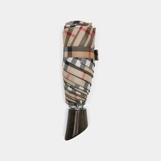 Check Compact Umbrella - Burberry - Synthetic - Brown