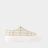 Jack Large Check Sneakers - Burberry - Nylon - Ivory