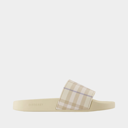 LFurley Large Check Sandals - Burberry - Synthetic - Ivory