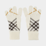 Core Check Gloves - Burberry - Cashmere - White