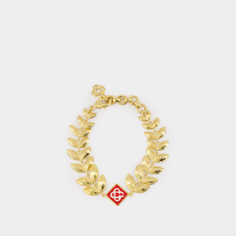 Laurel Leaf Bracelet - Casablanca - Metal - Gold/Red