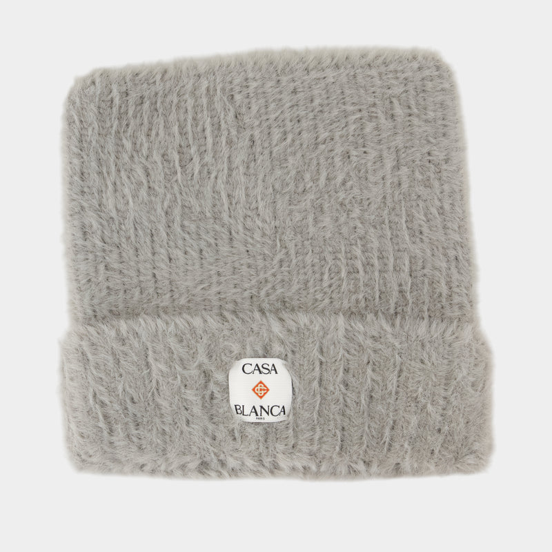 Fluffy Square Beanie - Casablanca - Nylon - Grey