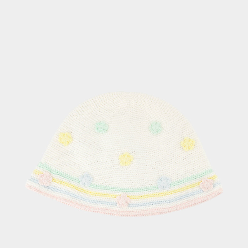 Kawaii Crochet Bucket Hat - Casablanca - Cotton - White