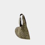 Python Printed Mini Heart Tote Bag - Coperni - Leather - Green