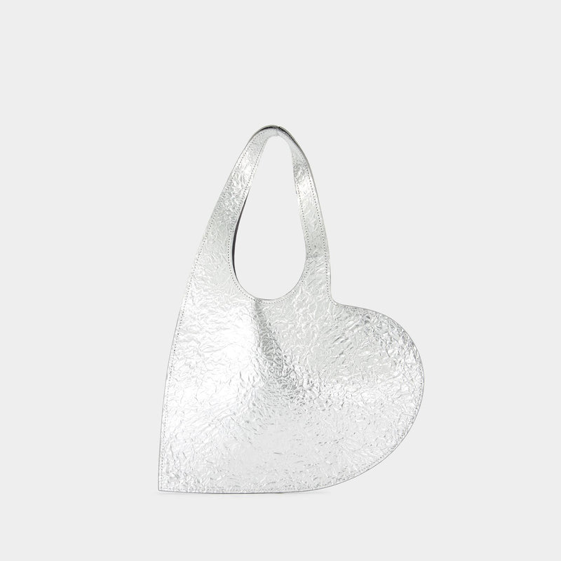 Foil Mini Heart 银色皮制购物包