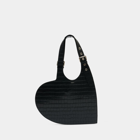 Croco Belt Heart Tote Shoulder Bag - Coperni - Leather - Black