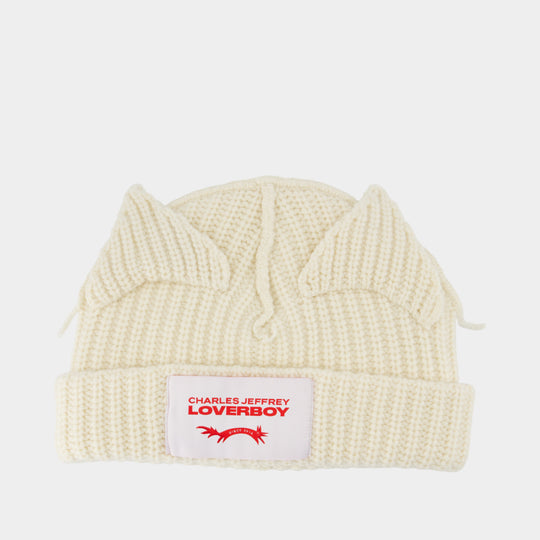 Chunky Ears Beanie - Charles Jeffrey Loverboy - Wool - White