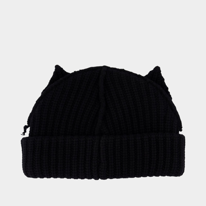 Chunky Ears Beanie - Charles Jeffrey Loverboy - Wool - Black