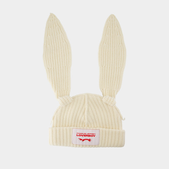 Chunky Rabbit Beanie - Charles Jeffrey Loverboy - Wool - White