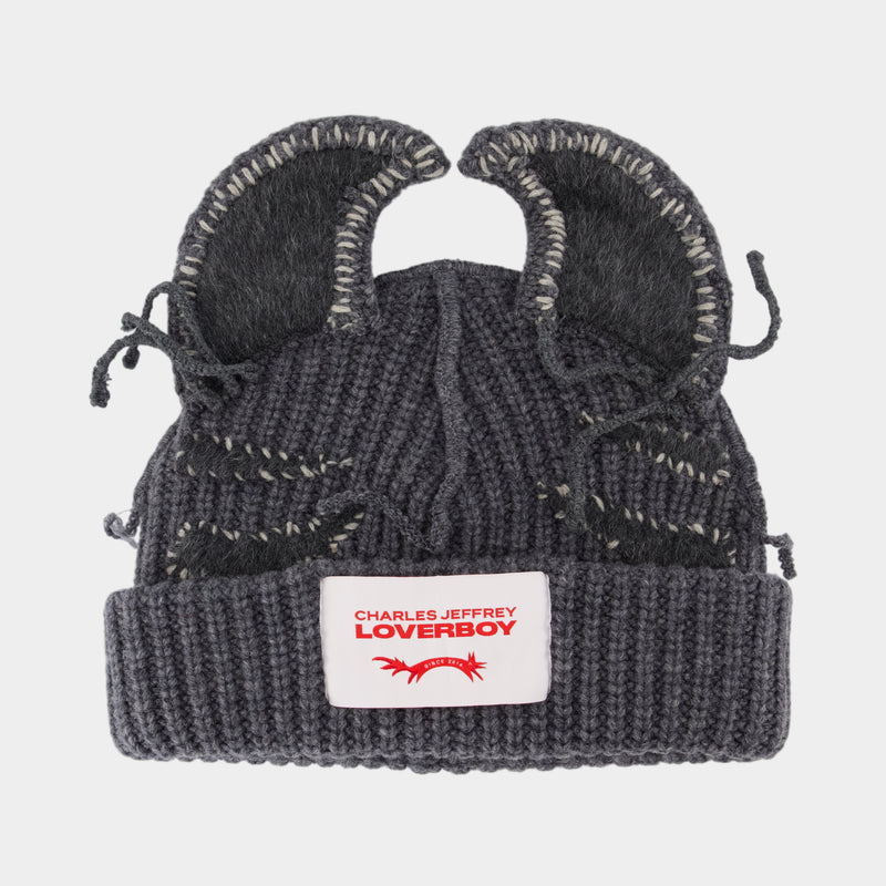 Artisanal Ears Beanie - Charles Jeffrey Loverboy - Cotton - Grey