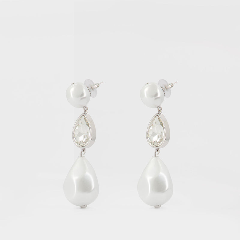 Pearl Crystal Droplet Earrings - SELF PORTRAIT - Others - White