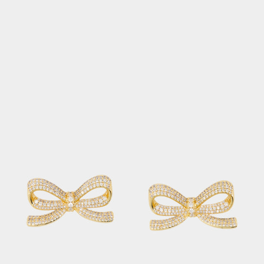 Crystal Bow Earrings - SELF PORTRAIT - Metal - Gold