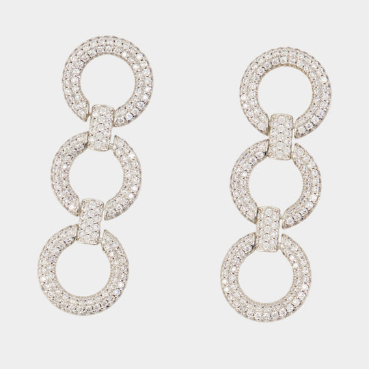 Crystal Link Earrings - SELF PORTRAIT - Metal - Silver