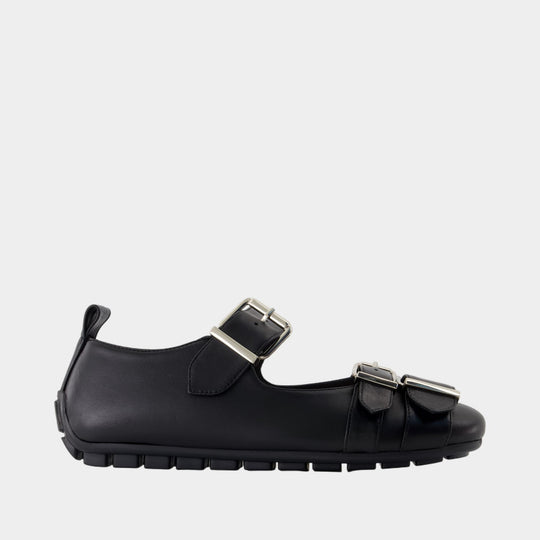 Buckle Grip Ballerina - Simone Rocha - Leather - Black