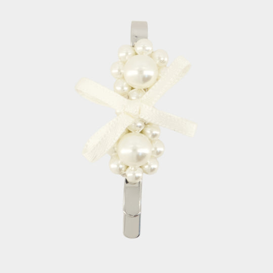 Mini Flower Hair Clip - Simone Rocha - Pearl - White