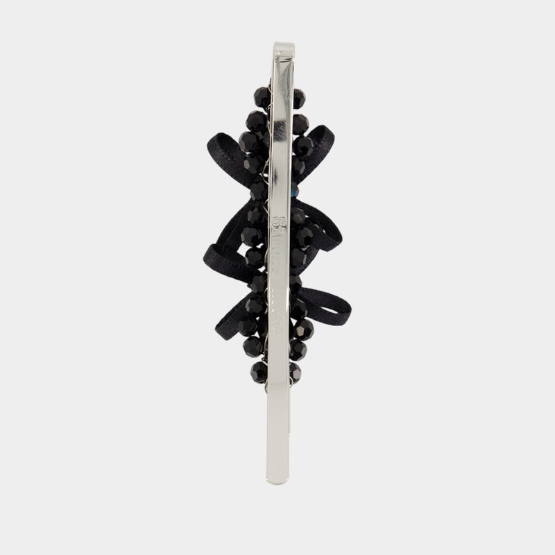Petite Bow Flower Hair Clips - Simone Rocha - Crystal - Black