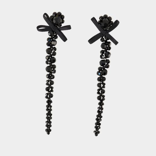 Petite Bow Drip Earrings - Simone Rocha - Crystal - Black