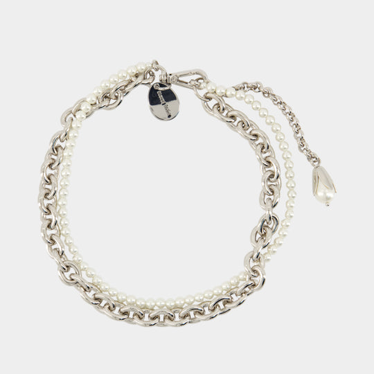 Pearl & Chain Necklace - Simone Rocha - Pearl - Silver