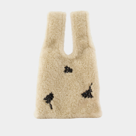 Mini Shopper Bag - Simone Rocha - Faux Fur - Beige