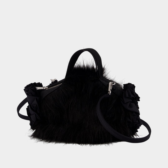 Mini Double Ribbon Purse - Simone Rocha - Faux Fur - Black