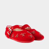 Mary Jane Turbo Emb Ballerinas  - Simone Rocha - Synthetic - Red