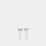 Bow Pearl Waterfall Earrings - SELF PORTRAIT - Synthetic - Ivory