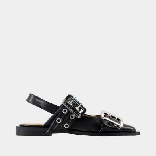 Feminine Ballerinas - Ganni - Synthetic - Black