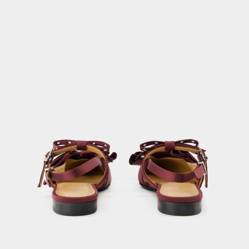 Big Bow Ballerinas - Ganni - Synthetic - Bordeaux