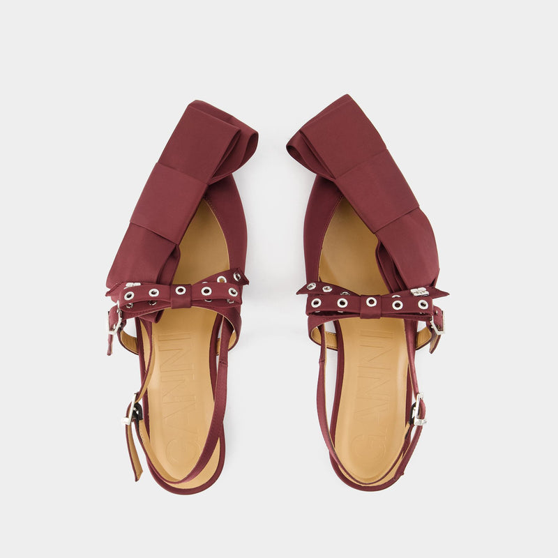 Big Bow Ballerinas - Ganni - Synthetic - Bordeaux