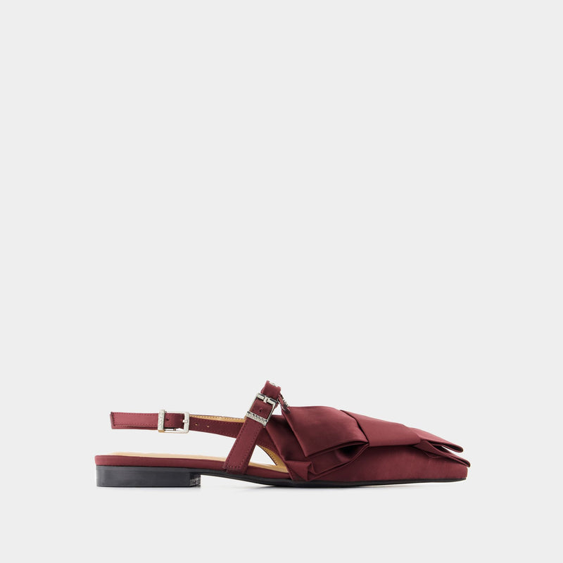 Big Bow Ballerinas - Ganni - Synthetic - Bordeaux