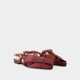 Big Bow Ballerinas - Ganni - Synthetic - Bordeaux