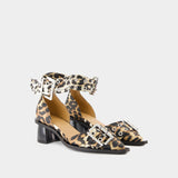 Feminine Open Cut Pumps - Ganni - Synthetic - Printed