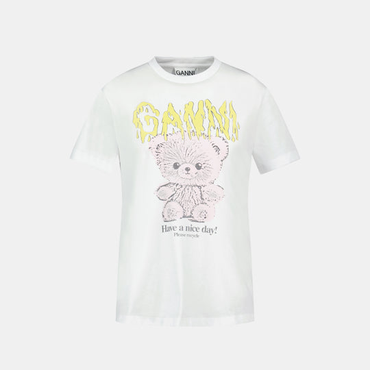 Basic Teddy T Shirt - Ganni - Cotton - White