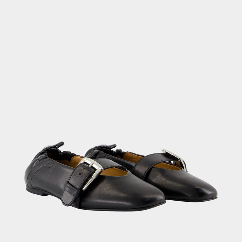 Butterfly Ballerinas - Ganni - Synthetic - Black