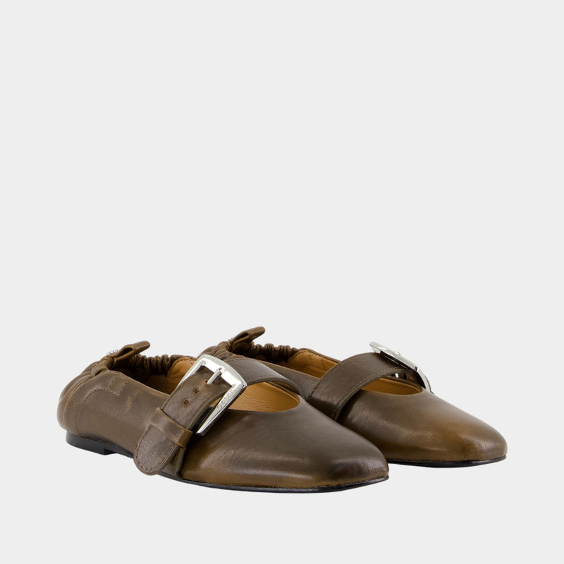 Butterfly Ballerinas - Ganni - Synthetic - Green