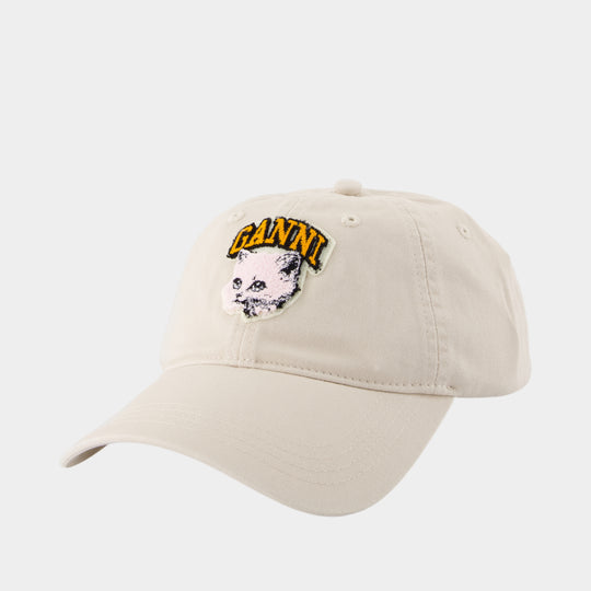 Cat Cap - Ganni - Cotton - White