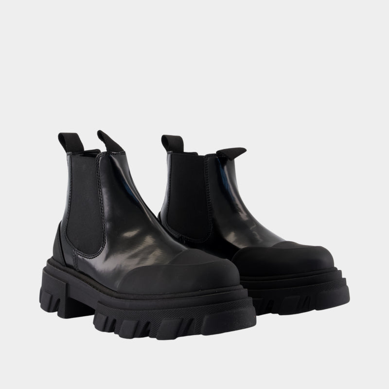 Low Chelsea Ankle Boots - Ganni - Leather - Black