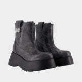 Kat Low Vintage Ankle Boots - Ganni - Leather - Grey