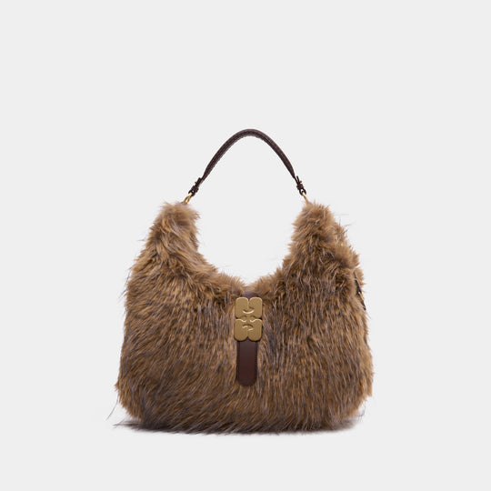 Kat Large Coyote Shoulder Bag - Ganni - Synthetic - Brown