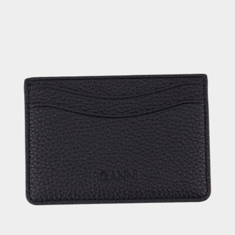 Bou Grained Gold Card Holder - Ganni - Synthetic - Black