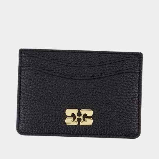 Bou Grained Gold Card Holder - Ganni - Synthetic - Black