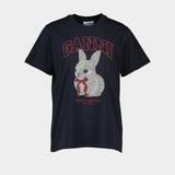 Basic Jersey T-Shirt - Ganni - Cotton - Black