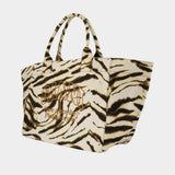 Xxl Shopper Zebra Shopper Bag - Ganni - Cotton - Ivory