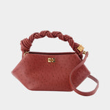 Bou Mini Ostrich Purse - Ganni - Synthetic - Burgundy