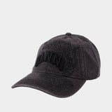 Washed Embroidery Cap - Ganni - Cotton - Black