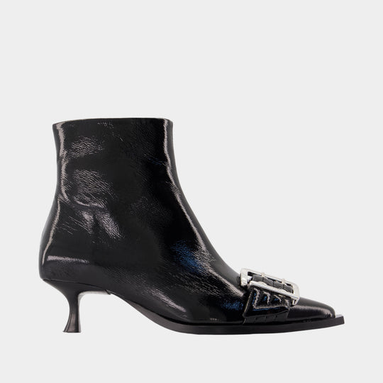 Buckle Low Ankle Boots - Ganni - Cotton - Black