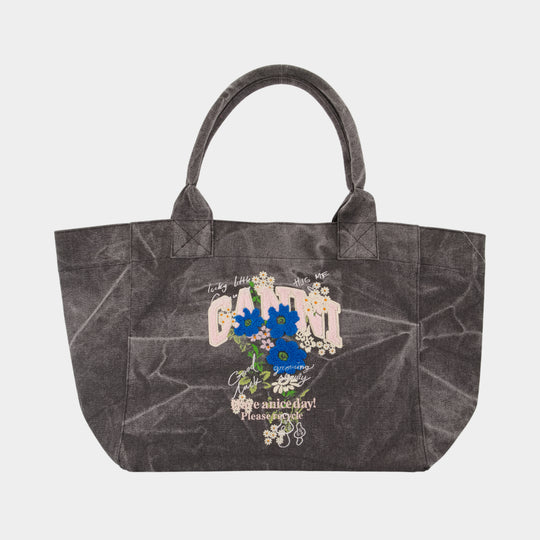 Medium Trapeze Easy Shopper Bag - Ganni - Cotton - Grey