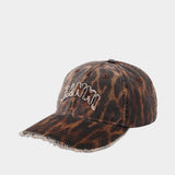Ocelot Leopard Cap - Ganni - Cotton - Brown