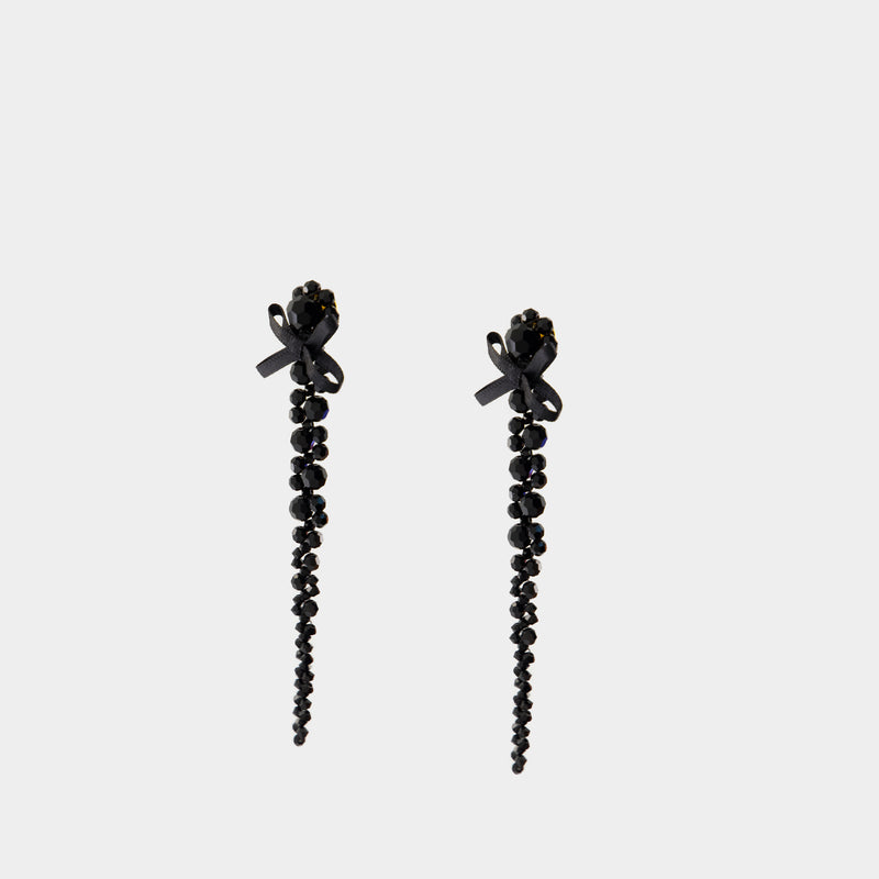 Petite Bow Drip Earrings - Simone Rocha - Crystal - Black