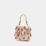 Floral Beaded Bag - SELF PORTRAIT - Raffia - Beige